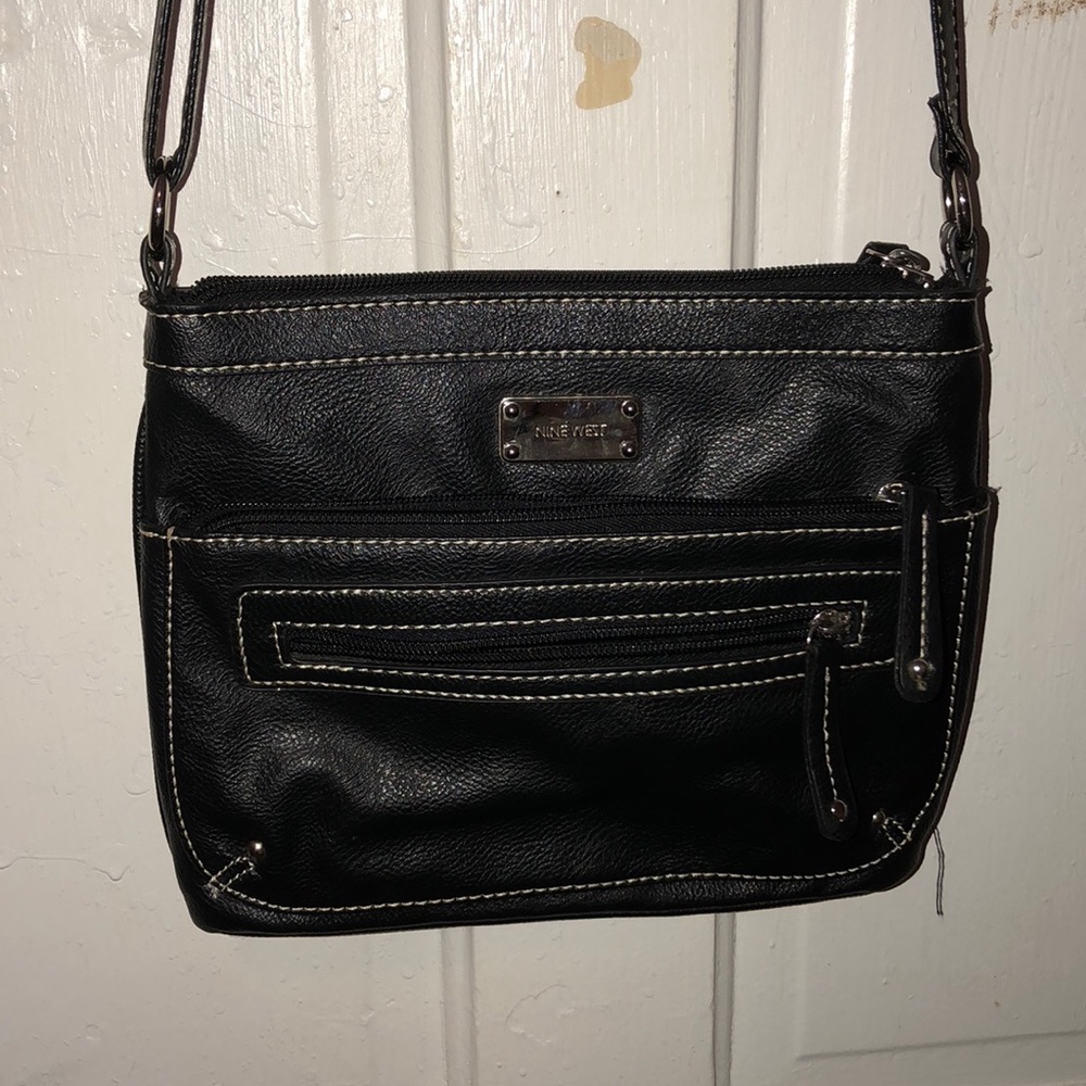 Nine West black leather crossbody bag